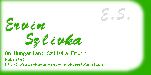 ervin szlivka business card